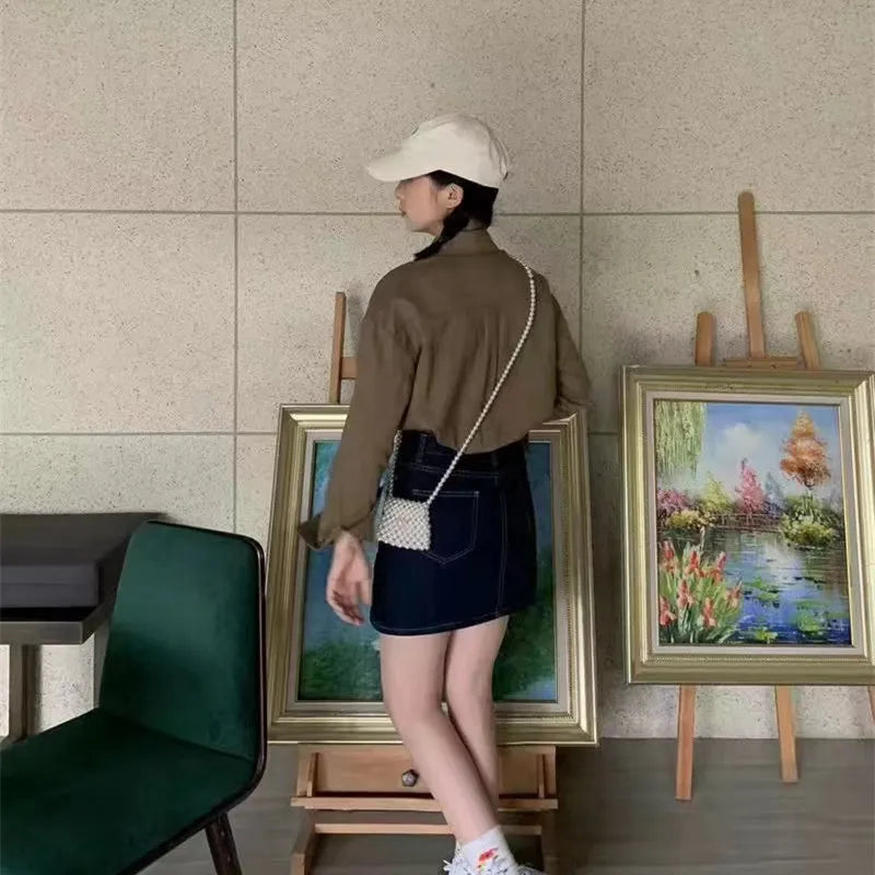 Korean Fashion Lady Thin Soft Linen Blouse 2025 Summer Spring Design Long Sleeves Loose Women Shirts