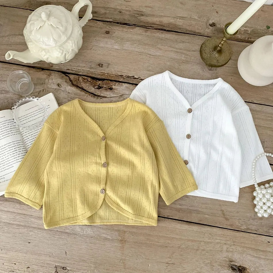 Kids Clothes Toddler Summer Jacket Infant Korean Casual Tops Boys Girls Lightweight Long Sleeve Outerwear Solid Color Cardigan