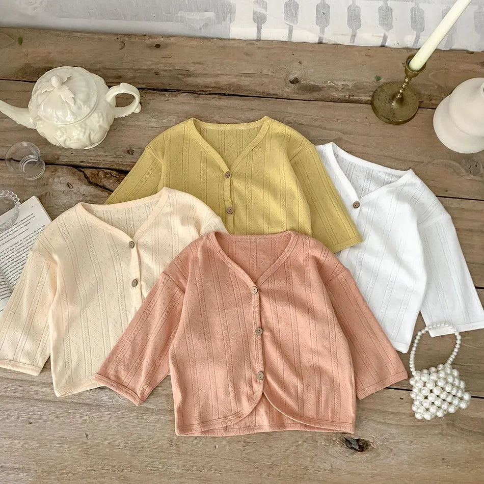 Kids Clothes Toddler Summer Jacket Infant Korean Casual Tops Boys Girls Lightweight Long Sleeve Outerwear Solid Color Cardigan